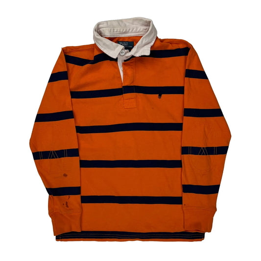 Age 10-12 Polo By Ralph Lauren Striped Rugby Shirt - Medium Navy Cotton