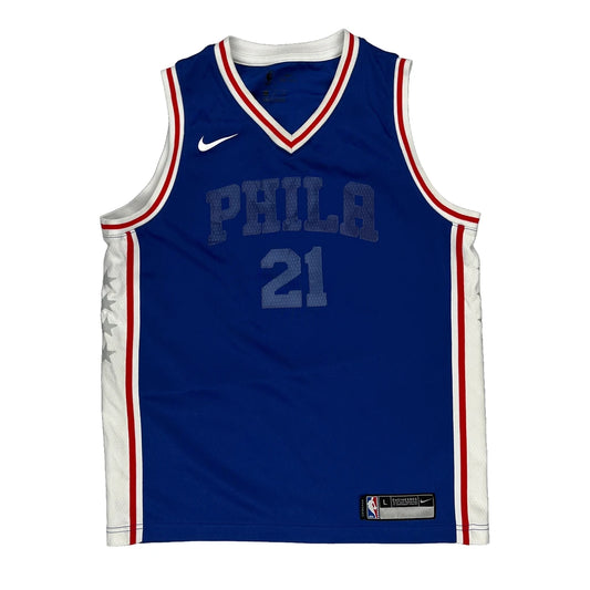 Age 12-13 Philadelphia 76Ers Nike Nba Jersey - Large Blue Polyester
