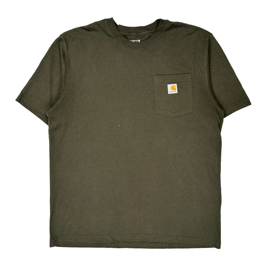 Carhartt T-Shirt - Large Khaki Cotton