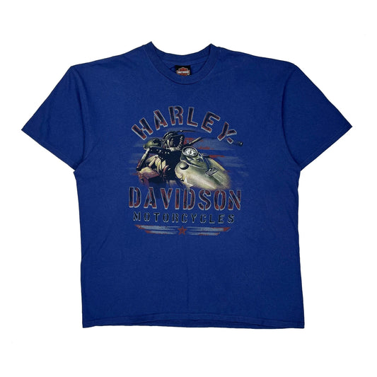 New River Gorge Harley Davidson Graphic T-Shirt - XL Blue Cotton
