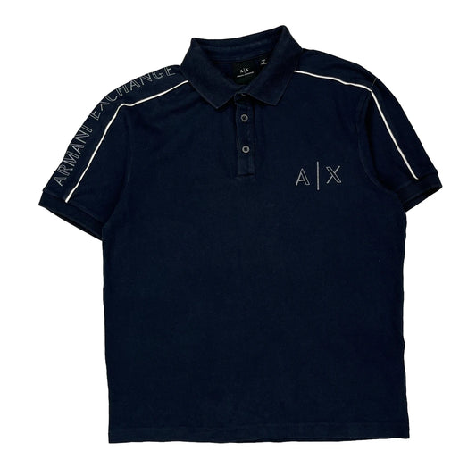 Armani Exchange Polo Shirt - Small Navy Cotton