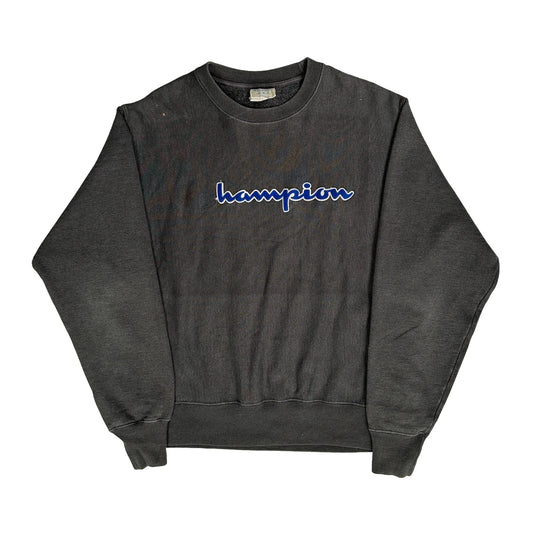Vintage Reverse Weave Champion Spellout Sweatshirt - Medium Grey Cotton