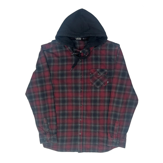 Vans Checked Flannel Shirt - 2XL Burgundy Cotton