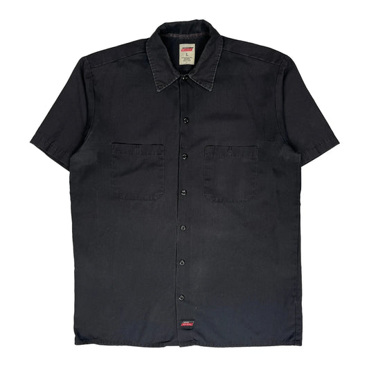 Dickies Short Sleeve Shirt - Large Black Polyester Blend
