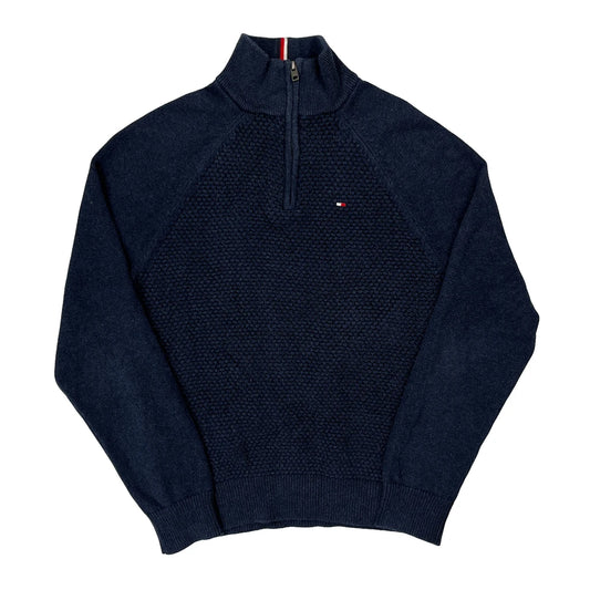 Vintage Tommy Hilfiger 1/4 Zip - XS Navy Cotton Blend