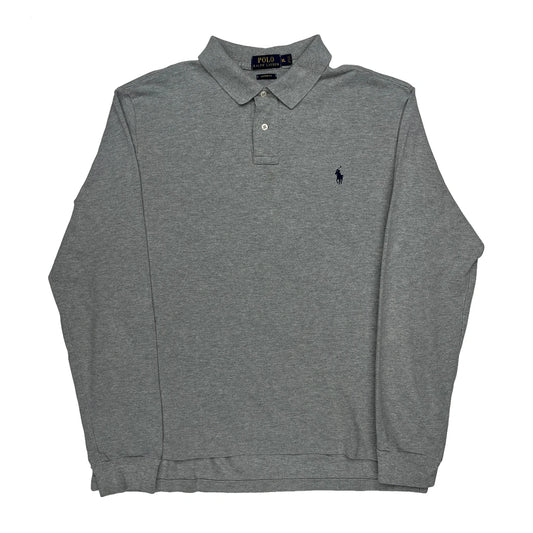 Polo By Ralph Lauren Long Sleeve Polo Shirt - XL Grey Cotton