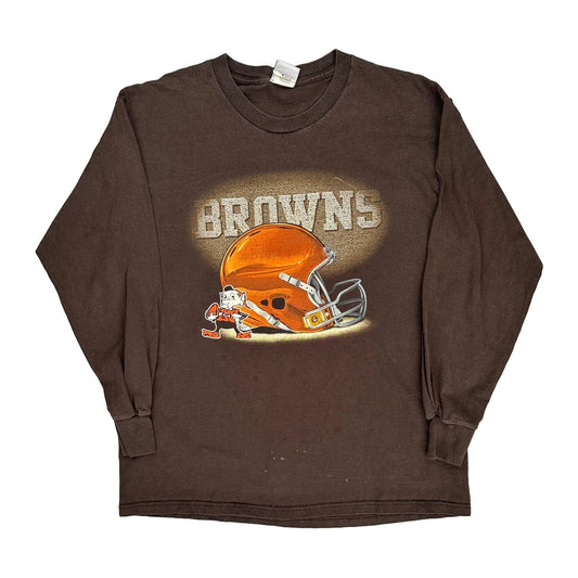 Browns Nfl Long Sleeve T-Shirt - Large Brown Cotton