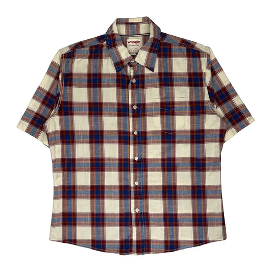 Wrangler Checked Patterned Shirt - Large Cream Cotton