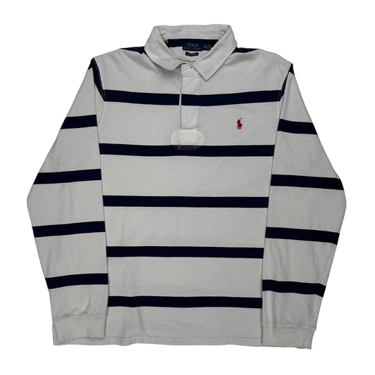 Polo By Ralph Lauren Striped Rugby Shirt - 2XL White Cotton