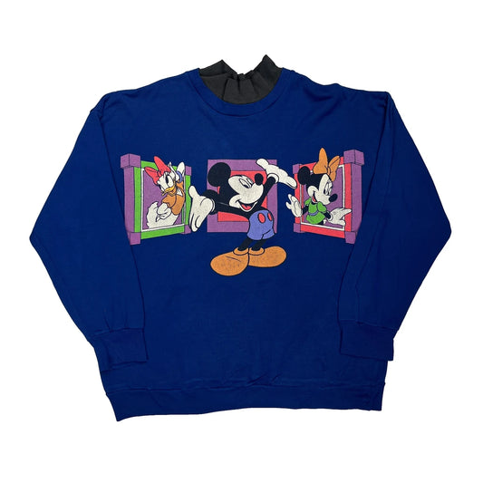 Disney Cartoon Sweatshirt - Large Blue Cotton