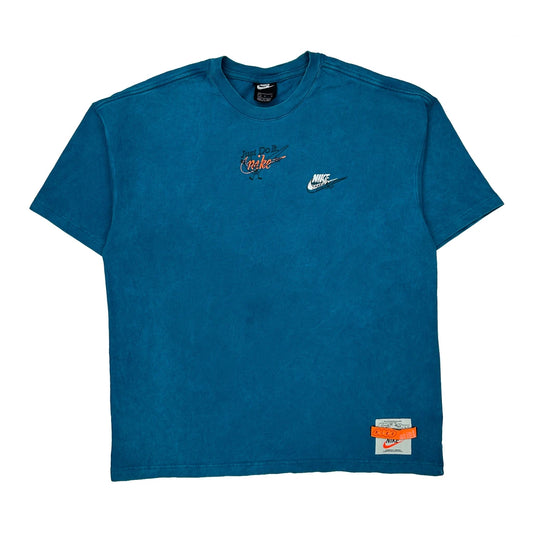 Just Do It Nike Graphic T-Shirt - Large Blue Cotton