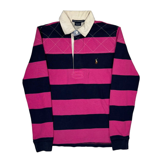 Ralph Lauren Sport Striped Rugby Shirt - Medium Pink Cotton