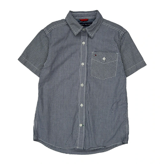 Age 8-10 Tommy Hilfiger Checked Short Sleeve Shirt - Small Blue Cotton