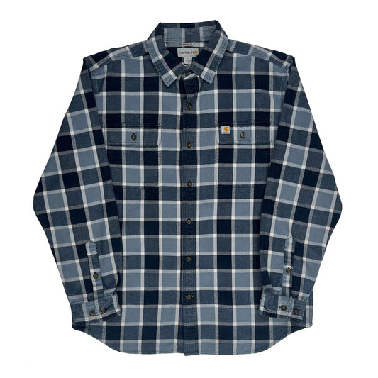 Carhartt Checked Flannel Shirt - Large Blue Cotton