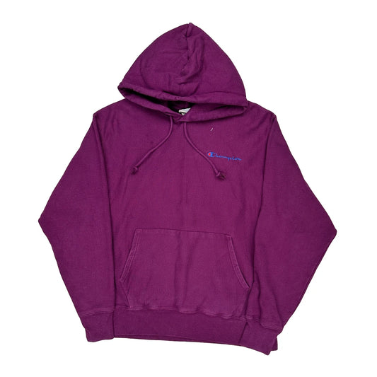 Reverse Weave Champion Hoodie - Large Purple Cotton