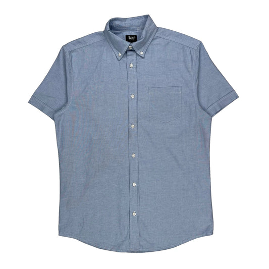 Vintage Lee Short Sleeve Shirt - Medium Blue Cotton