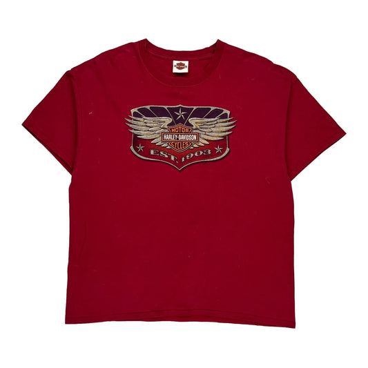 St. Paul Harley Davidson Graphic T-Shirt - XL Red Cotton