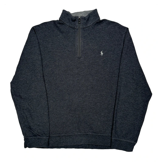 Polo By Ralph Lauren 1/4 Zip - Large Grey Cotton