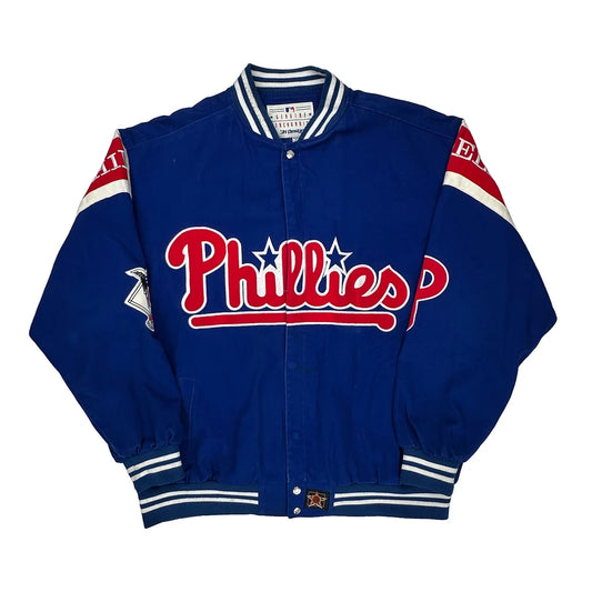 Vintage Philadelphia Phillies Authentic Collection Mlb Varsity Jacket - XL Blue Polyester