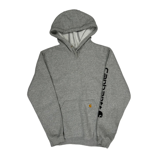 Carhartt Spellout Hoodie - Small Grey Cotton
