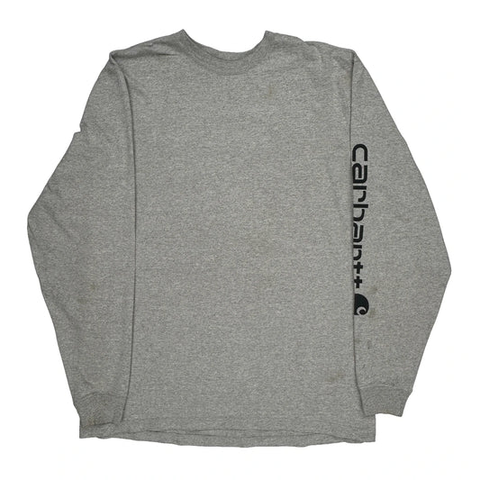 Carhartt Tall Long Sleeve T-Shirt - Large Grey Cotton