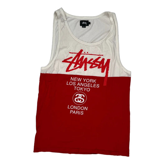 New York, Los Angeles, Tokyo, London, Paris Stussy Graphic Vest - Large Red Cotton