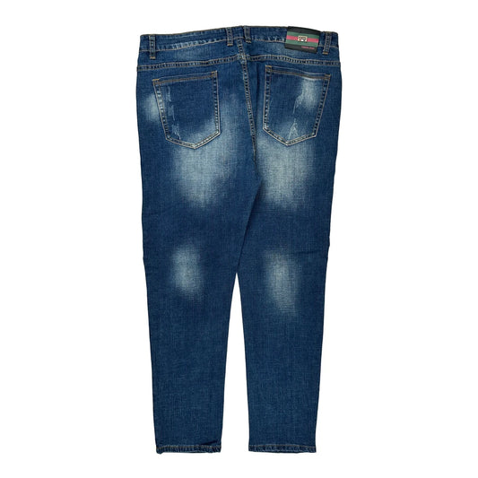 Rose & Words Graphic Jeans - 39W 28L Blue Denim