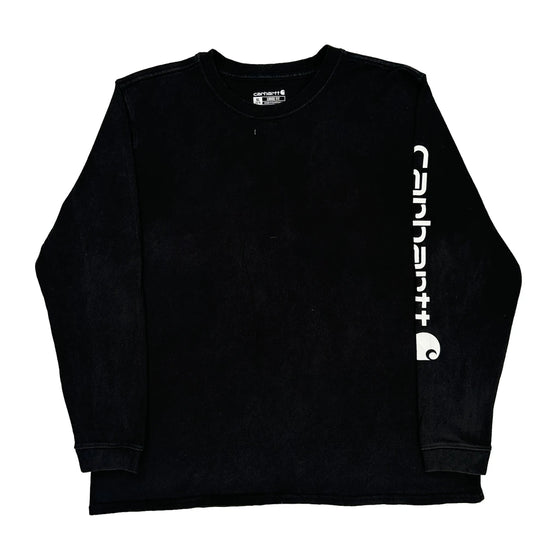 Loose Fit Carhartt Long Sleeve T-Shirt - XL Black Cotton