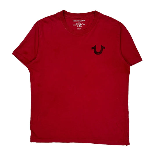 World Tour True Religion Graphic T-Shirt - Large Red Cotton