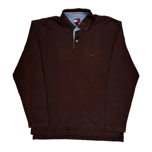 Tommy Hilfiger Rugby Shirt - Large Brown Cotton