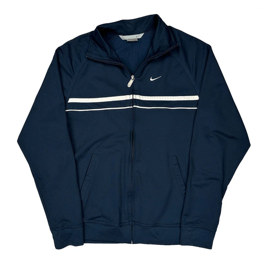 Nike Striped Track Jacket - Large Navy Polyester