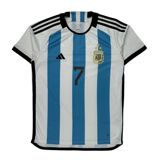 Argentina National Team Adidas 2022-23 De Paul Home Football Shirt - Medium Blue Polyester