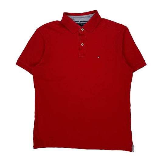 Tommy Hilfiger Polo Shirt - Large Red Cotton