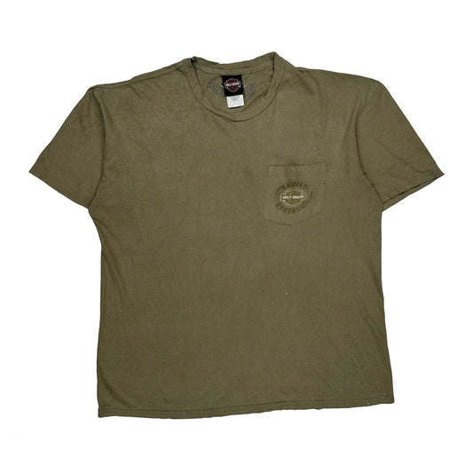 Grand Cayman Harley Davidson Graphic T-Shirt - XL Green Cotton