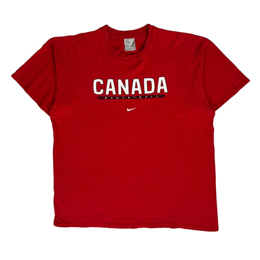 Canada Basketball Nike Spellout T-Shirt - XL Red Cotton