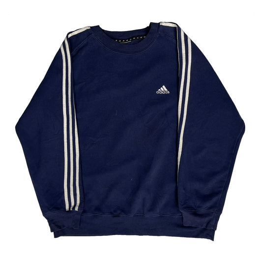 3-Stripes Adidas Striped Sweatshirt - Large Blue Cotton