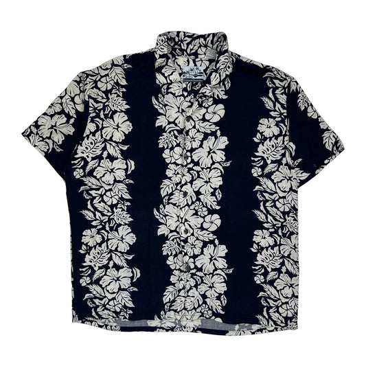 Pineapple Connection Floral Hawaiian Shirt - Medium Black Viscose