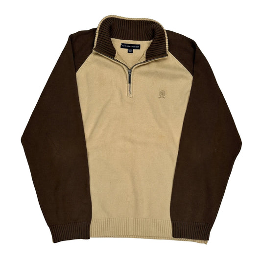 Vintage Tommy Hilfiger 1/4 Zip - 2XL Brown Cotton