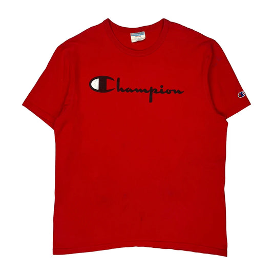 Champion Graphic T-Shirt - Large Red Cotton