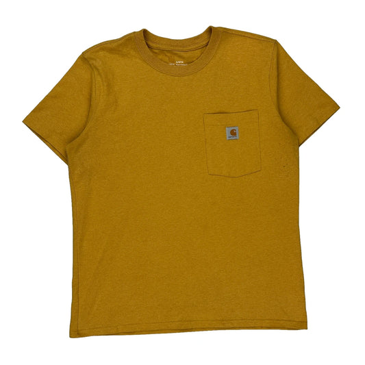 Carhartt T-Shirt - Large Yellow Cotton Blend