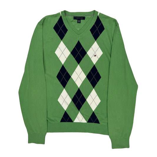 Tommy Hilfiger Argyle Jumper - Medium Black Cotton