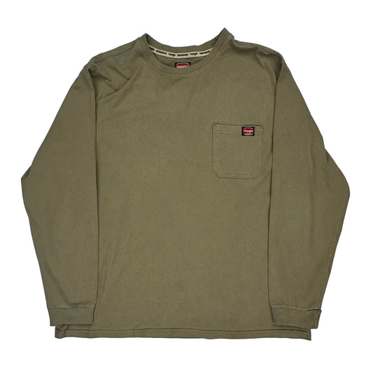Wrangler Long Sleeve T-Shirt - 2XL Khaki Cotton