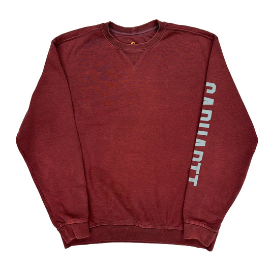 Carhartt Spellout Sweatshirt - Large Burgundy Cotton