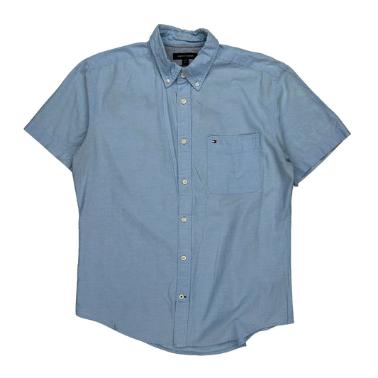 Tommy Hilfiger Short Sleeve Shirt - Large Blue Cotton