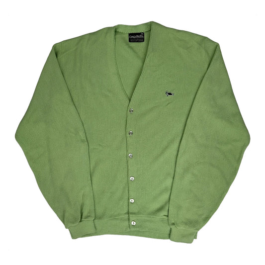 Vintage 70S Challenger V-Neck Cardigan - XL Green Acrylic