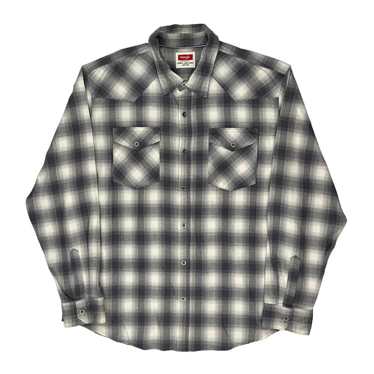 Wrangler Checked Flannel Shirt - XL Grey Cotton