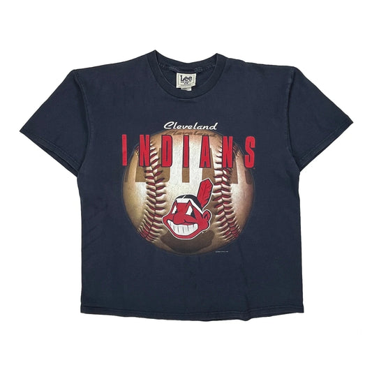 Vintage Cleveland Indians Lee Sport Graphic T-Shirt - 2XL Navy Cotton