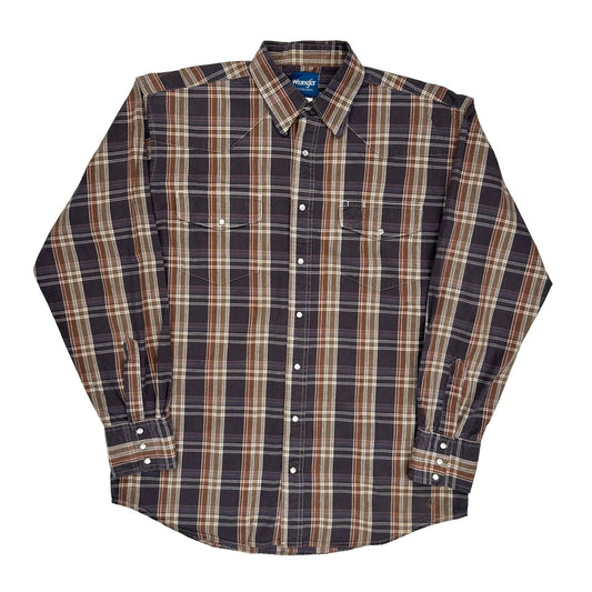 Wrangler Checked Shirt - Large Brown Cotton
