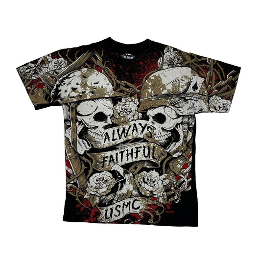USmc 7.62 Design Graphic T-Shirt - Medium Black Cotton