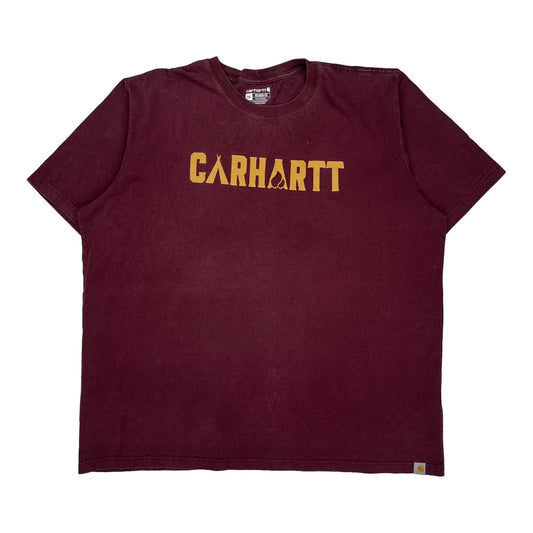 Vintage Carhartt T-Shirt - 2XL Burgundy Cotton